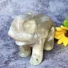 Decorative Figurines Flower Agate Elephant Natural Crystal Quartz Carving Real Stone Christmas Gift Fall Room Decor Healing Reiki Mineral