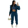 American Vintage Suede Sports and Fleece Suit Women Hoodie Jacket rechte been Casual broek tweedelige set