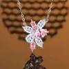 Correntes Colar Pink Sterling Silver Snowflake Colar requintado presente de aniversário para meninas