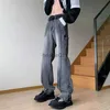 Herrenjeans, Retro-Jeans, europäischer und amerikanischer Stil, lockerer, gerader Reißverschluss, geteilt, L231220