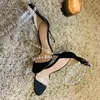 Dames Hakken Sandalen Stiletto 8cm Sexy Feestschoenen Terug Parel Transparant Dunne Hak Eenzijdig 231220