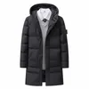2023 stone jacket designer brand men's solid color down slim fit warm winter long thickened men's coat down cotton jacket