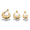 Hoop Earrings 3pair/set Vintage Stainless Steel C Shape For Women Gold Plated Rust Proof Smooth Ear Buckle Hoops Jewelry