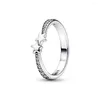Cluster Ringe 925 Sterling Silber Ring Herz CZ Zirkon Fit Original Kronprinzessin Für Frauen Schmuck Liebe Geschenk