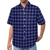 Camisas casuais masculinas retro gingham preto e roxo praia camisa havaí blusas engraçadas homens imprimir plus size