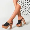 Kleidschuhe für Dropship 2023 Sommer Damen Mules Pumps Vintage Block High Heels Bequeme Walk-Plattform Große Größe 43