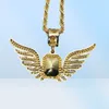 Hip Hop Angel Wings mit Big Red Ruby Anhänger Halskette für Männer Frauen vereiste Schmuck 3966378