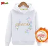 Matchande familjekläder varma vinterbarn pullover plus sammet hoodies tröja kläder fjäril blomma pappa mamma baby kläder topp 231220