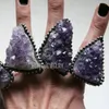 Bandringe Y2K Amethyst Cluster Druzy Geode Stalactit Blume Kristall Verstellbarer Frauen Statement Ring Wicca Boho Hippy Goth Witch Schmuck 231219