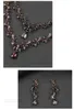 S3879 Fashion Jewelry Set Vintage Water Drop Pendant Rhinestone Flowers Choker Necklace Earrings Set