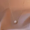 ALLME – collier classique avec pendentif en perles d'eau douce pour femmes, chaîne torique en cuivre plaqué or véritable 14K, couleur blanc rose