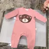 Baby Rompertjes Designer Jongens Meisjes Jumpsuits Pasgeboren Baby Kinderen Lente Herfst Kleding Brief Schattige Beer Gedrukt Katoen Kinderkleding 68im #