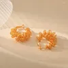 Boucles d'oreilles créoles en fil métallique, Texture pâte frite, torsades, grand cercle, européen et américain, plaqué or 18 carats, anneau d'oreille exagéré