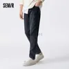 Jeans masculinos semir jeans homens inverno clássico retro moda simples calças na moda engrossado calças retas l231220