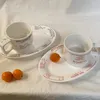 Platos Vajilla De Cerámica Simple Coreana Alfabeto Francés Retro Taza De Café Juego De Platos Agradable