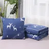 Pillow Print Blanket Airplane Car Sofa Office Nap Throw Quilt Christmas Elk 2 In 1 Travel