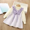 Girl Dresses Girls Knitted Spring Autumn 2024 Children Woolen Sweaters Dress For Baby Princess Party Clothes Kids Costume 1 To 6 Year