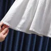 Flickans klänningar Girls 'Dress Summer Cotton White Brodered Large Lapel Short Sleeve Dress Girls' Casual Dress