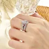 Wedding Rings She Halo Aaaaa CZ Marquise Cluster Vintage Wedding Engagement Ring Set 925 Sterling Silver Rings For Women Bridal Jewelry 231219