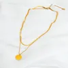 Enkel 18k guldpläterad dubbelskikt Snake Bone Chain Round Bokstäver Halsband för kvinnor hängande halsband