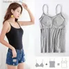 Frauen Tanks Camis Camis mit eingebautem Regal BH Verstellbarer Riemen Frauen Brust Basis Baumwolle Sommer Langes Cas T-Shirt Top Tanks Pad Schichten T9W8 L231220