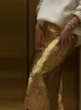 Rokken Mode Gouden Metallic Glossy Maxi Rok Vrouwen Vintage A-lijn Wrap Midi Vrouwelijke Straat Club Bodem Kleding 231219