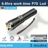 Smiling Shark Tactical Flashlight, XHP70 Super Bright LED Mini -zaklampen, zoombaar, 3 modi, waterdicht - USB Flash Light voor geschenk, wandelen, kamperen, stroomuitval