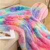 Cobertor de dupla camada de inverno aconchegante quente e luxuoso arco -íris