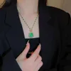 Emerald Pendant, High-end and Atmospheric Sweater Chain, Women's Haute Couture Long Necklace, Collarbone Neck Chain Accessories