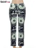 Pantalon Femme Bizarre Puss Dollar Imprimer Y2K Femmes Zip Vintage Tendance Taille Basse Skinny Élastique Hipster Leggings Sauvage Streetwear Long Bas