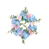 Decorative Flowers Spring 2024 Blue Pink Embroidered Flower Wreath Front Door Wall Hanging Ornament