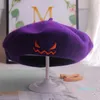 Beret Ladies Halloween pumpkin hat Holiday party embroidered Letter Hat Rabbit Plush Belle Fashion Hat