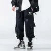 Men's casual letter embroidered street dance sports pencil pants Trousers Techwear ribbon hiphop tactical cargo 231220