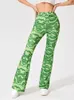 Women's Pants Design Flare Women Summer Fashion High Waist Water Ripples Printed Yoga Trousers Casual Female Streetwear