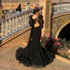 Платья для выпускного вечера фламенко, танцевальное платье с открытой спиной и длинными рукавами, прозрачное женское платье для особых случаев с оборками на рукавах