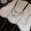 Sier zircon borla colar de couro 2023 novo colar corrente neckchain gargantilha acessórios para mulher