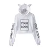 Damenjacken Benutzerdefinierter Crop Hoodie Ihr EIGENES Design Marke Bilddruck Sweatshirt Damenmode Katzenohr Kpop Hip Hop DIY Kleidung 231219