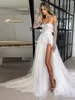 Sexy Boho A-ligne Robe De Mariée Femmes 2024 Chérie Corset Corsage Fente 3D Fleur Dentelle Appliques Tulle Robe De Mariée Robe De Novia