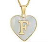 Titanium steel Heart Shaped Shell Necklace with 26 Initial letters for Women Letter Pendant Necklaces with Chains
