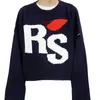 RAF SIMONS 2023SS新しいクラシックRSレター短い長袖ルーズラウンドネックニットウールセーターT230806