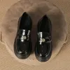 Chaussures habillées Mocassins pour femmes Style britannique Plate-forme Talon moyen Noir Bout rond Chaussures simples Slip sur Chaussures en cuir Femmes École Casual Appartements S 231219