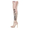Sexy transparente PVC-High-Heels-Oberschenkelstiefel mit spitzer Zehenpartie und klobigen Kristallen für Damen, klar über dem Knie, für die Landebahn, Bühne 231220