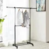 Cintres Porte-vêtements roulant réglable à 2 tiges en métal noir et chrome - 20,13 L X 36,25 W 73 H