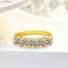 Solitaire Ring Hoyon 100% 14K Gold 5 Single Row 0,3 Moissanit Shiny Diamond Ring Frauen Ring Hochzeit Schmuck Brautzubehör Geschenkl231220