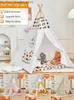 Oyuncak çadırları 1.35m çocuk çadır teepee çadır çocuklar için portatif Tipi infantil ev çocuklar için ev çocuk çadırları ışıklar Dekorasyon Halı Q231220