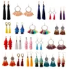 Boucles d'oreilles à pampilles pour femmes, lustre suspendu, ensemble de franges à crochet coloré, cerceau à pompons, bijoux, cadeau d'anniversaire, 1780