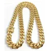 18K Gold Plated Necklace High Quality Miami Cuban Link Chain Necklace Men Punk Stainless Steel Jewelry Necklaces220L