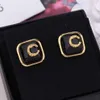 2022 Top -Qualität Charme Square Shape -Gestütsohrring mit schwarzem Farbdesign und 18k Gold plattiert für Frauen Hochzeit Schmuck Geschenk haben B281d
