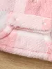 Pullover mała dziewczynka z kapturem z kapturem z kapturem śliczna różowa kurtka w kratę pluszowa zagęszczona zimowe ubrania na 2-8 lat dziecil231215