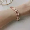 Catena in argento 925 con bracciale rigido placcato oro 18 carati, bracciale rigido, ampia forma a U, diamanti, orologi firmati, donna, uomo, coppia, stilista, festa di nozze, argento